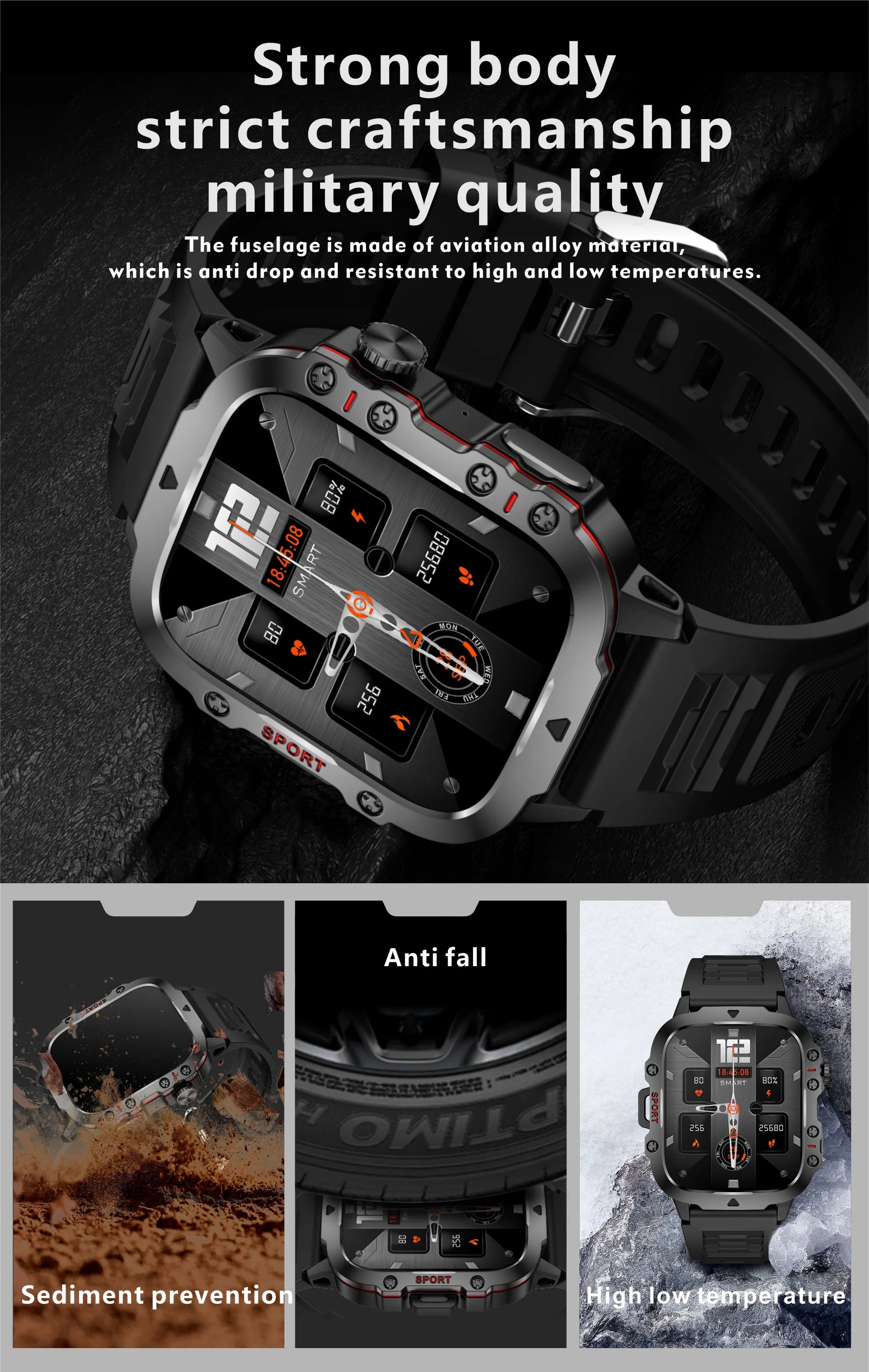 Rugged Outdoor Smartwatch with 1.96" AMOLED Screen, 5ATM Waterproof, Bluetooth Calling & Fitness Tracker