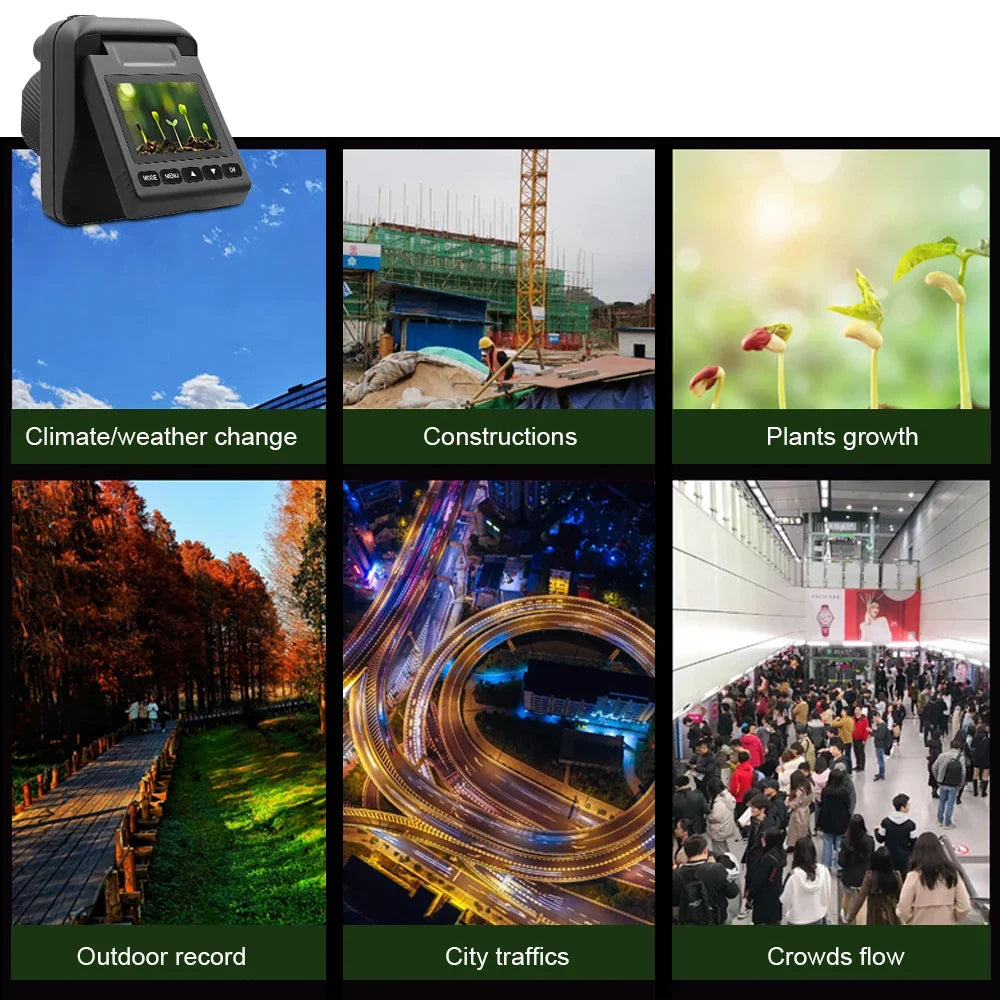 Outdoor 4K Timelapse Camera 32MP Waterproof 90° Rotating Display