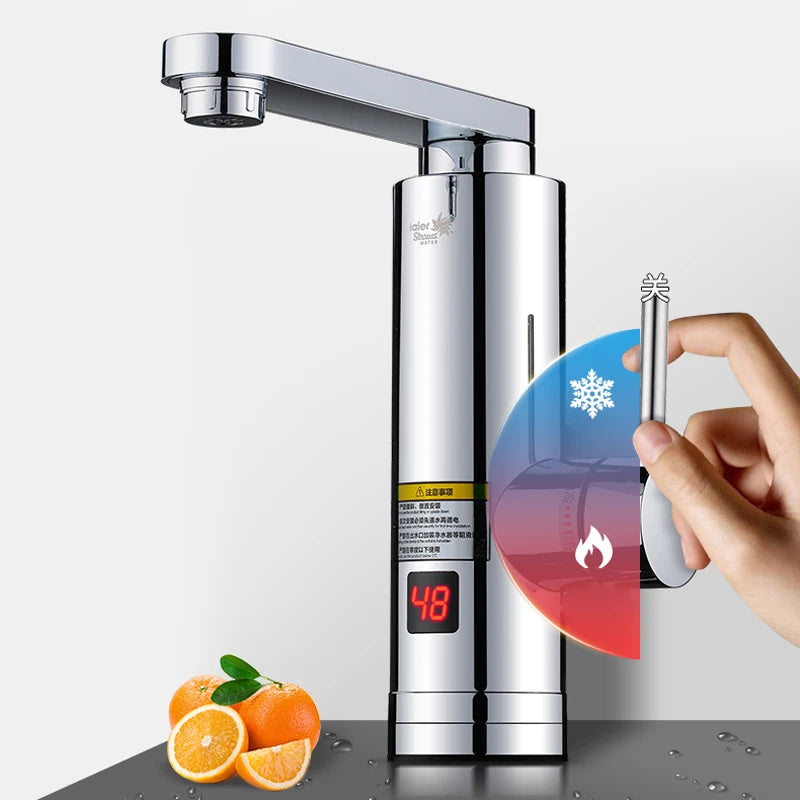 3000W Electric Instant Hot Water Tap – Tankless Faucet with Digital Temp Display for Kitchen & Bathroom