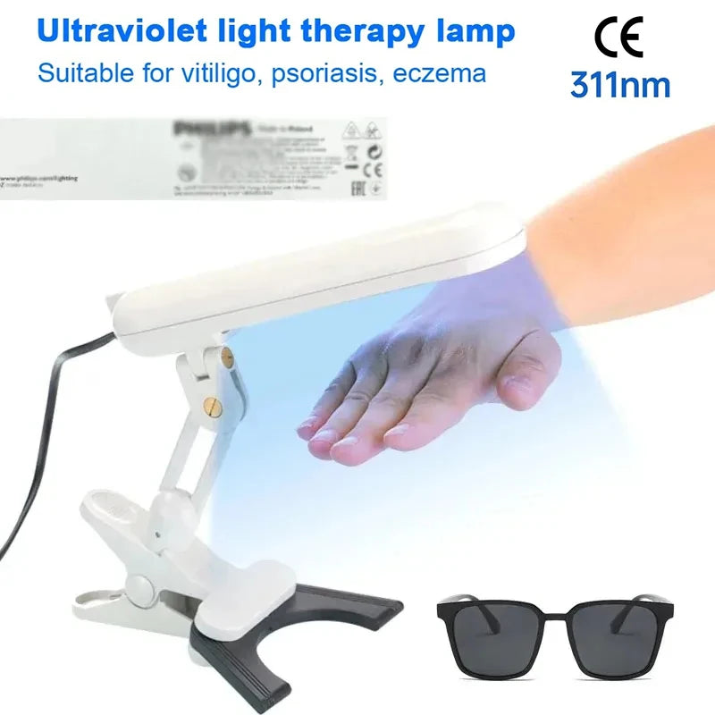 Home UVB Light Therapy Lamp Portable 311nm Device for Psoriasis, Eczema, Dermatitis Treatment White