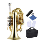 Mini Pocket Trumpet Bb Flat Brass Wind Instrument - Gold