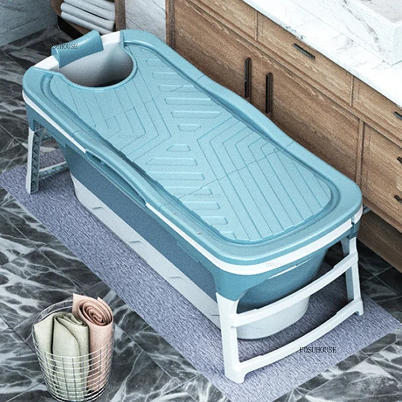 Portable 1.18m Foldable Plastic Bathtub Indoor & Outdoor Use, Adult-Sized, Purple, No Lid