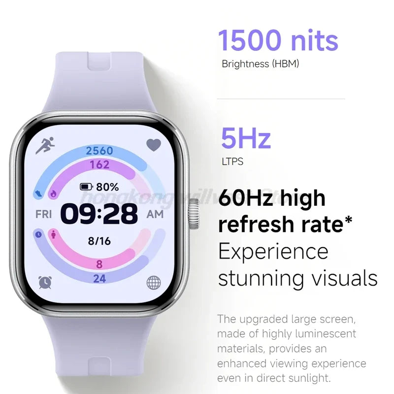 Bluetooth Smartwatch with 2.07" AMOLED Display & 24-Day Battery - Black n Blue Strap