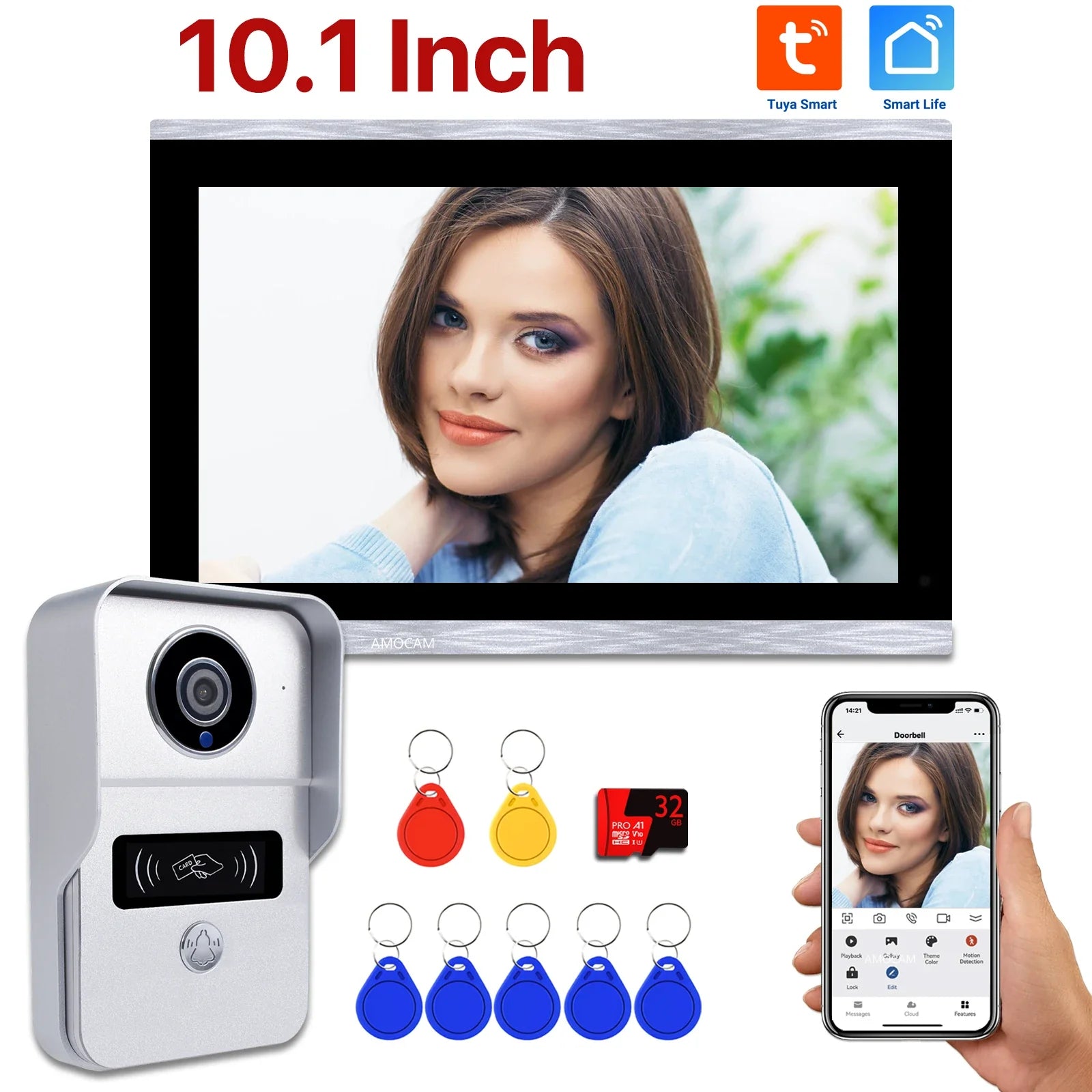 10" Touchscreen WiFi Video Doorbell with 32GB Recording