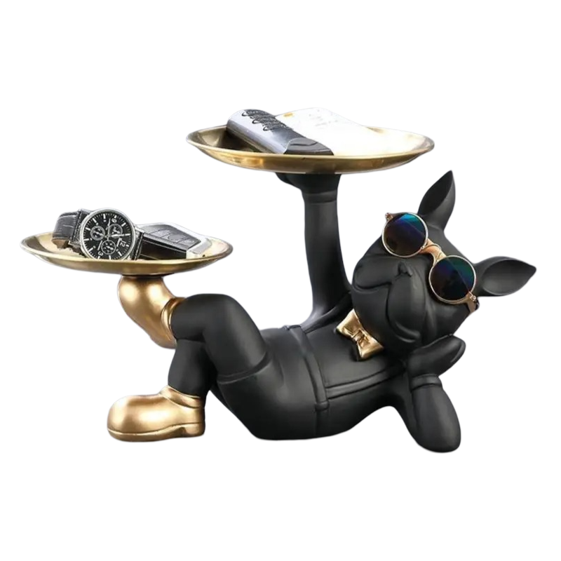Dog Figurine with Storage Tray – Resin Home Decor Sculpture