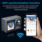 5K Action Camera with Dual Screen, Waterproof 30m & Remote AT-M40R -A - No card