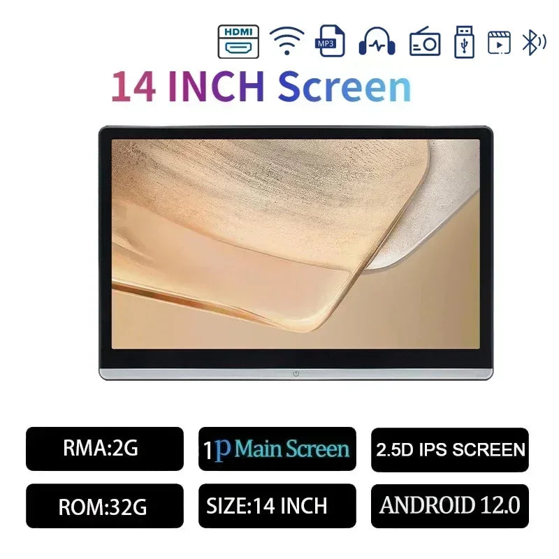 14" Android Car Headrest Monitor with Dual HDMI