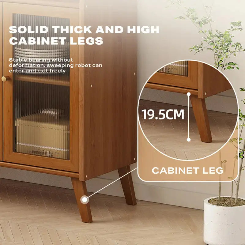 Bamboo Sideboard Cupboard with Clear Acrylic Doors – Bathroom, Kitchen or Vanity Use