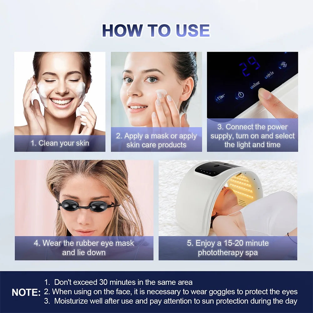 LED Photon Facial Mask with Nano Spray – Anti-Aging, Acne Treatment, Home Spa Use