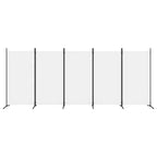 5-Panel Foldable Room Divider Screen 433cm – White Fabric Privacy Partition