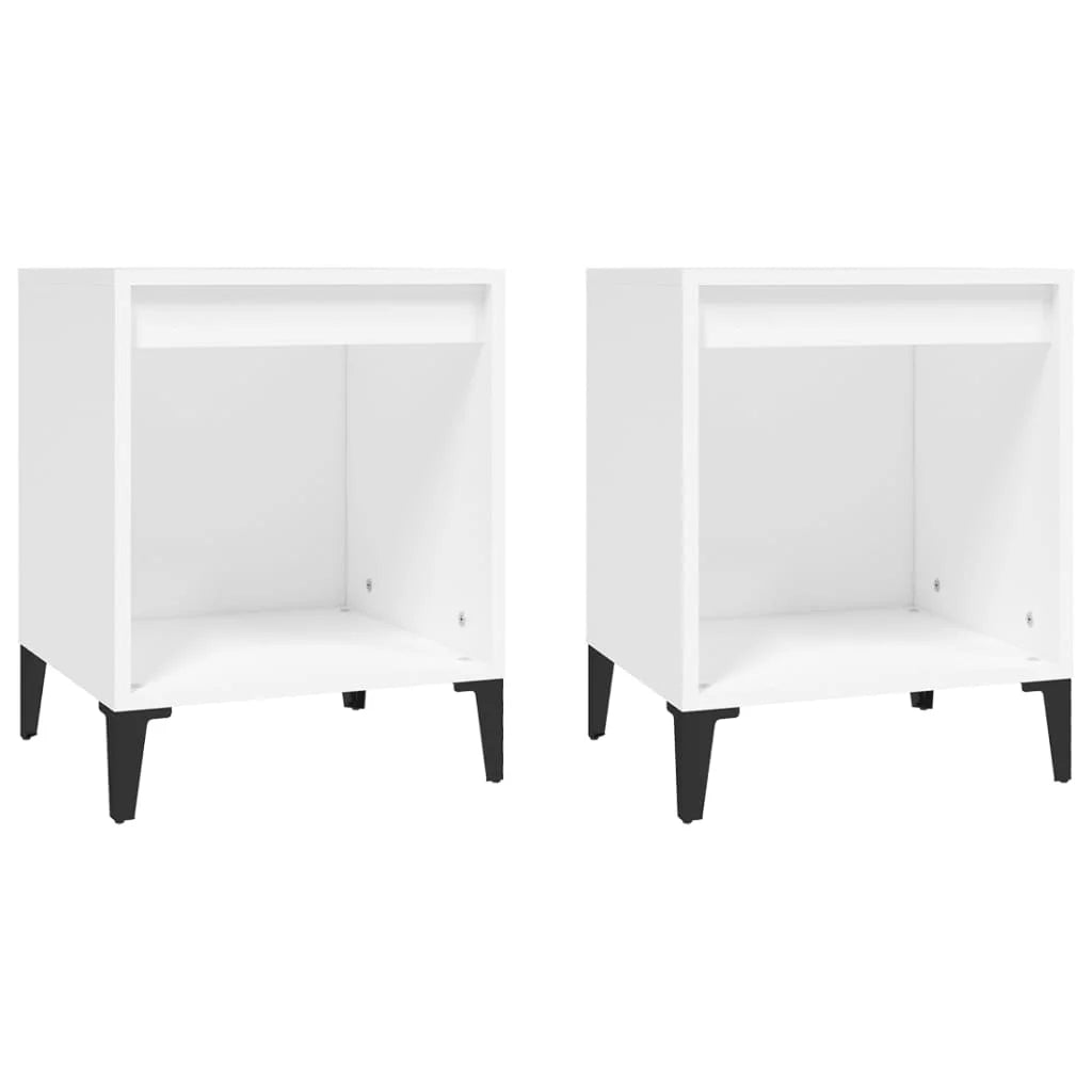 2-Piece White Bedside Table Set – Compact Bedroom Storage with Drawers, 40x35x50cm