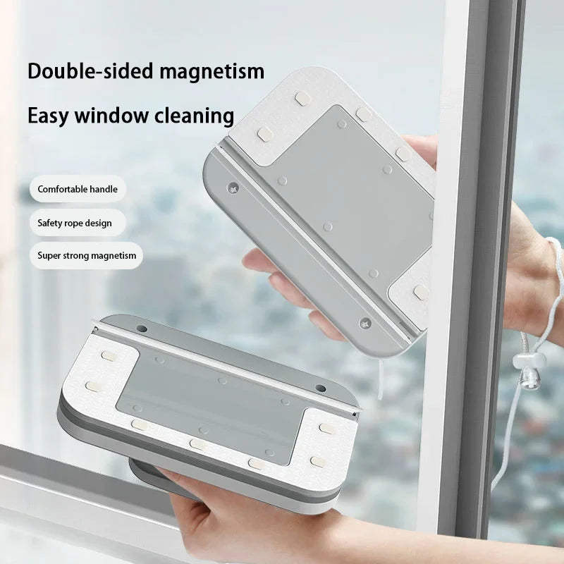 Double-Sided Magnetic Window Cleaner with Safety Rope