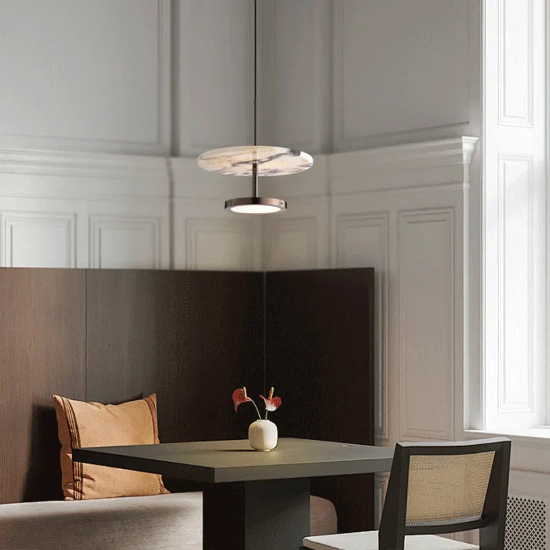 Modern Round Stone LED Pendant Lamp for Bedroom
