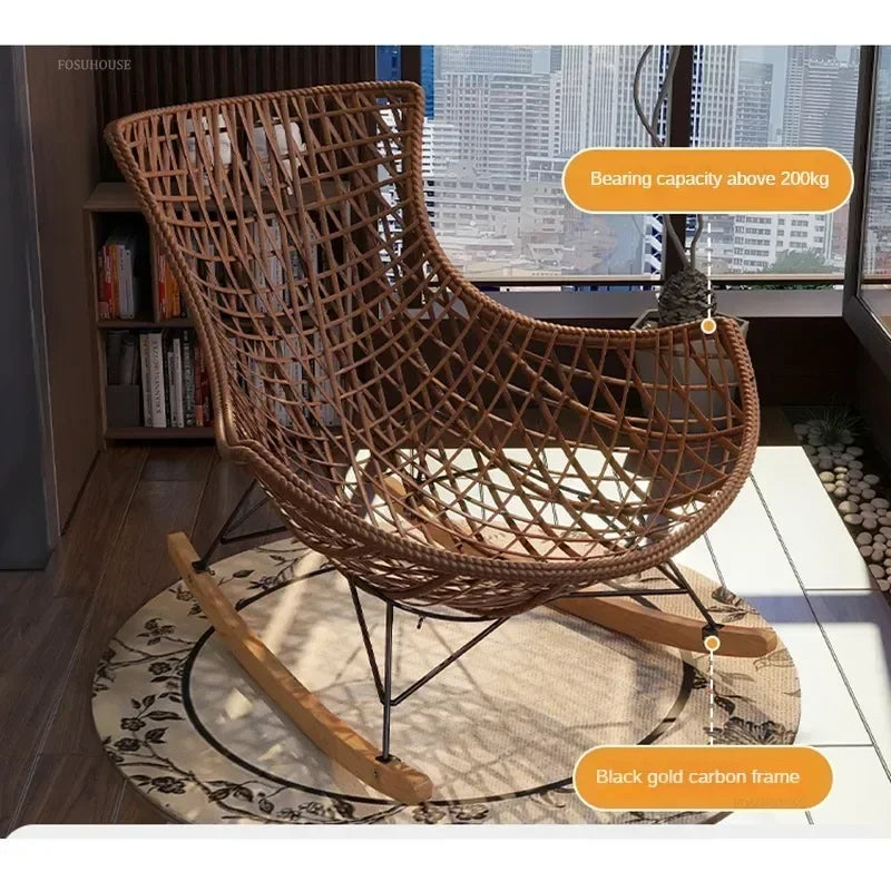 Outdoor Rattan Lounge Chair Semi-Reclining Retro Design for Comfortable Seating
