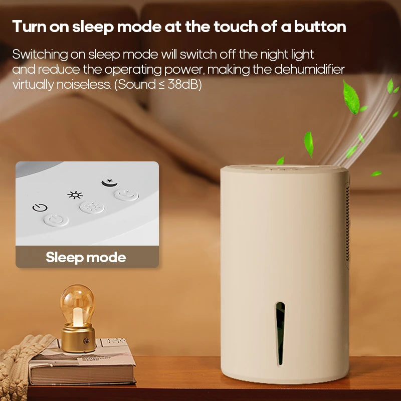 Compact 2L Air Dehumidifier with Sleep Mode for Bedroom, Bathroom & Office