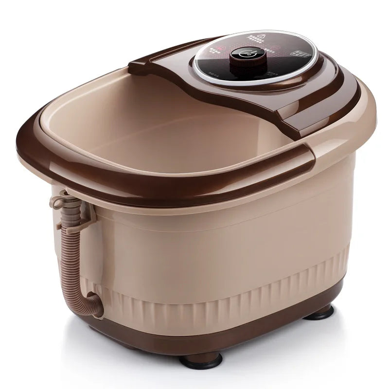 Brown Foot Bath Massager with Heat, Bubbles & Infrared Therapy