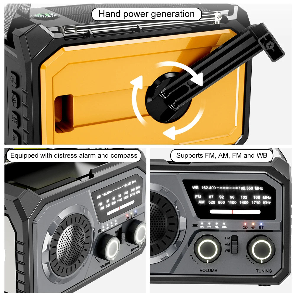 16000mAh Emergency Radio with Flashlight and Power Bank