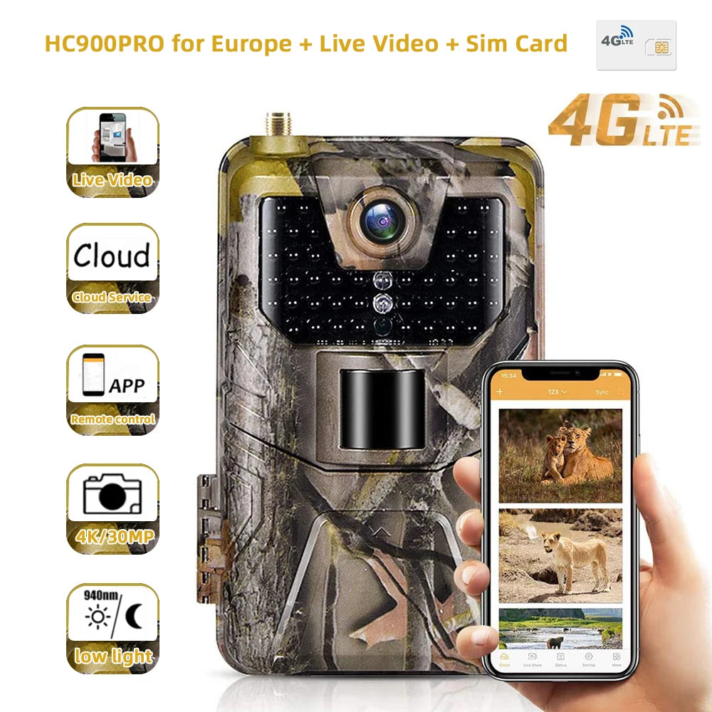 Outdoor Wildlife Camera with Live APP View, 30MP, 4K Video and 20m Night Vision