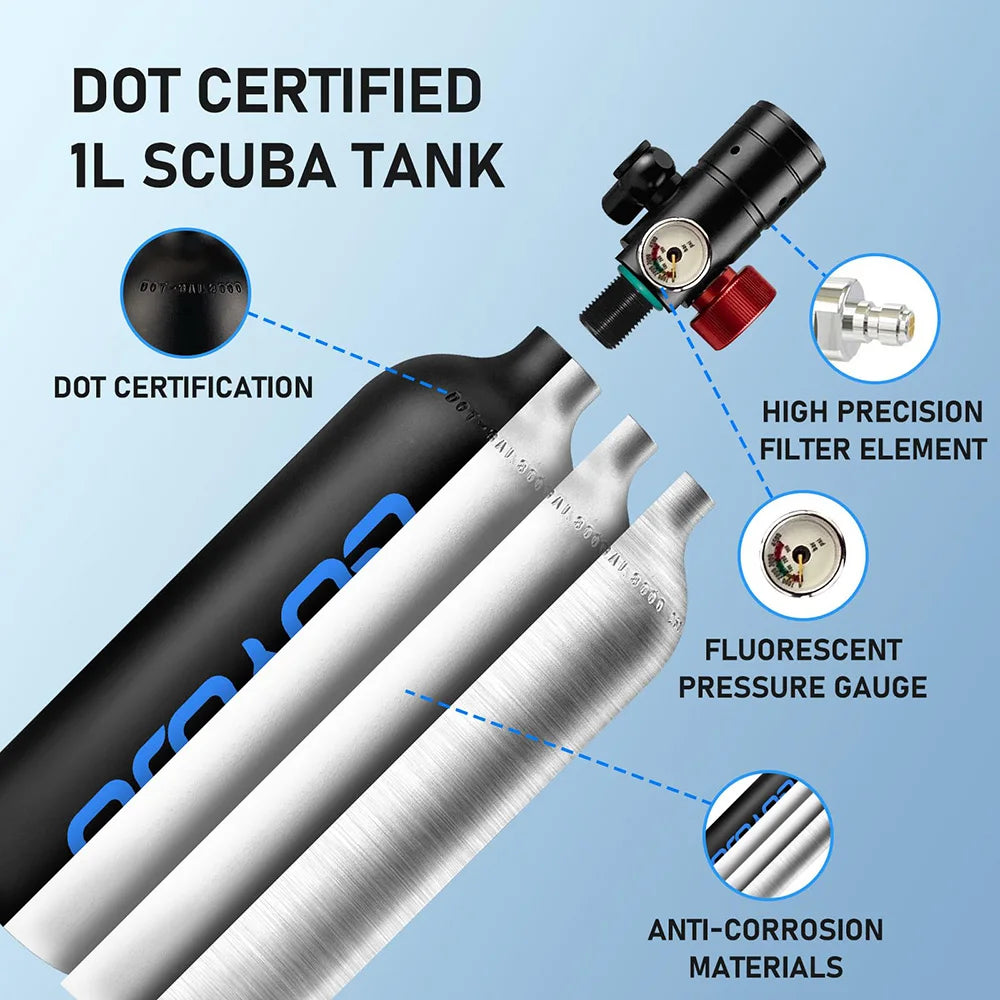 1L Oxygen Tank for Short Diving & Snorkeling Sessions