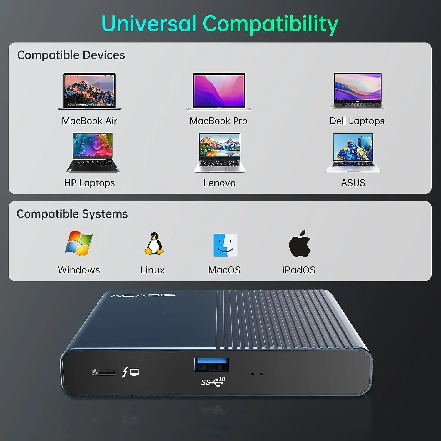 40Gbps Thunderbolt 4 Docking Station with 6 Ports