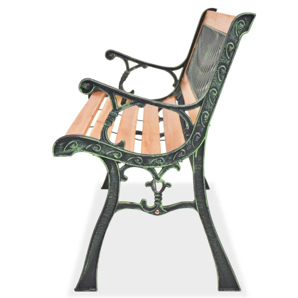 Outdoor Garden Bench 122cm – Wooden Seat with Decorative Iron Frame
