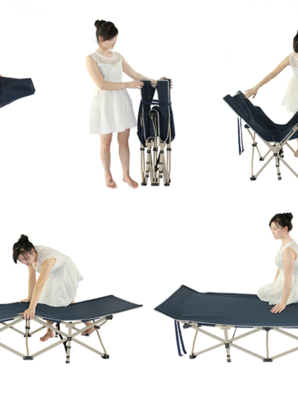 Portable Folding Bed Single Person Recliner for Office Nap & Outdoor Camping
