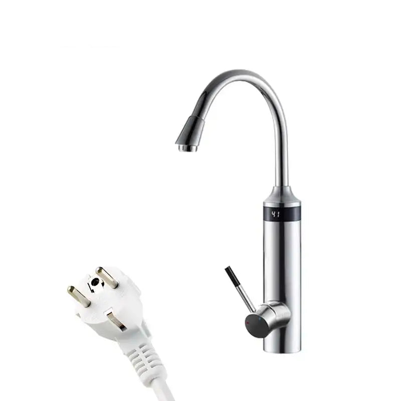 Instant Hot Water Kitchen Tap with LED Display 220V Tankless Electric Faucet Sliver