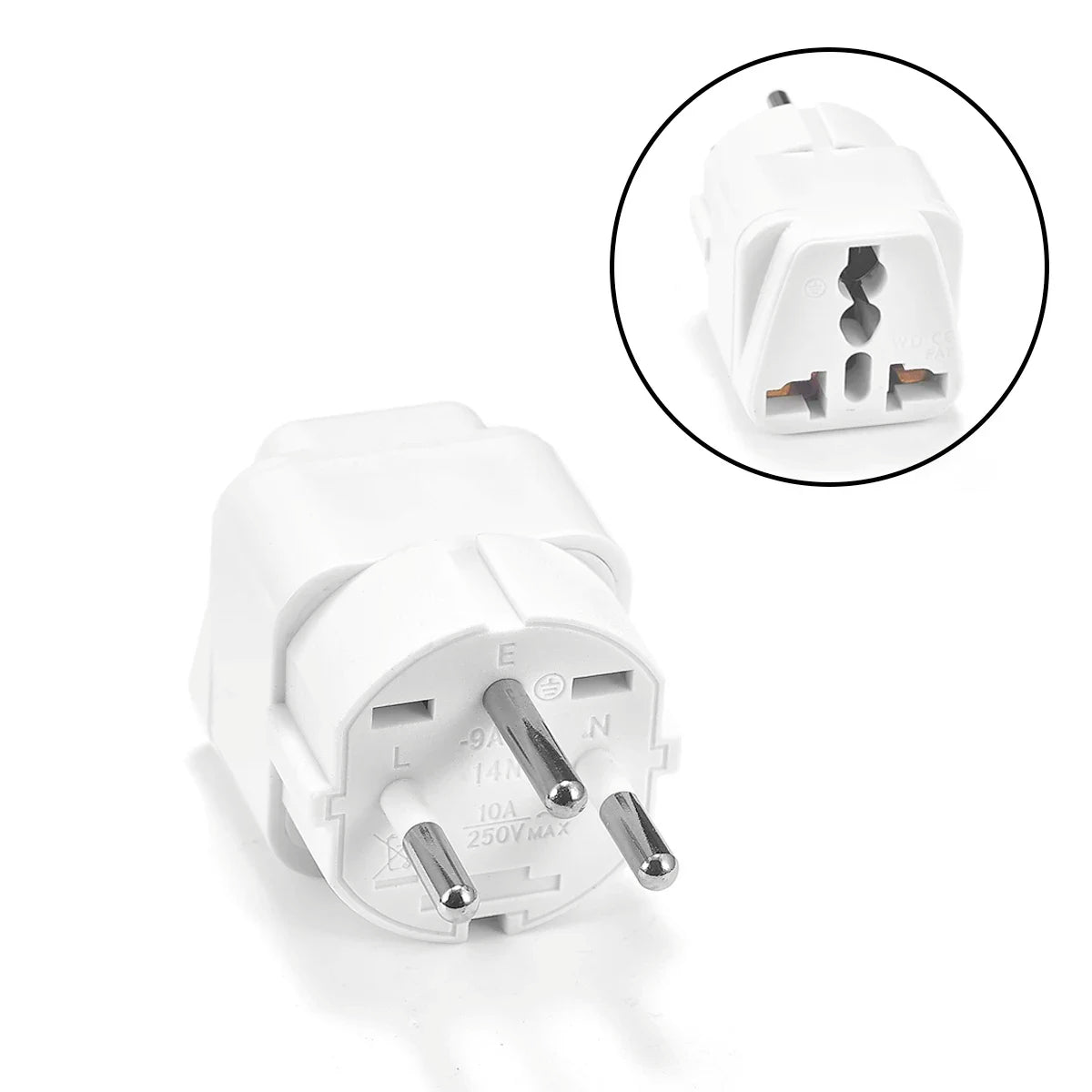 Compact 3-Pin Wall Socket Adapter for International Travel Use