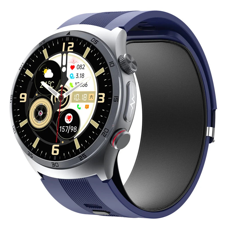 Blue Smartwatch with Medical-Grade ECG & Fitness Tracker