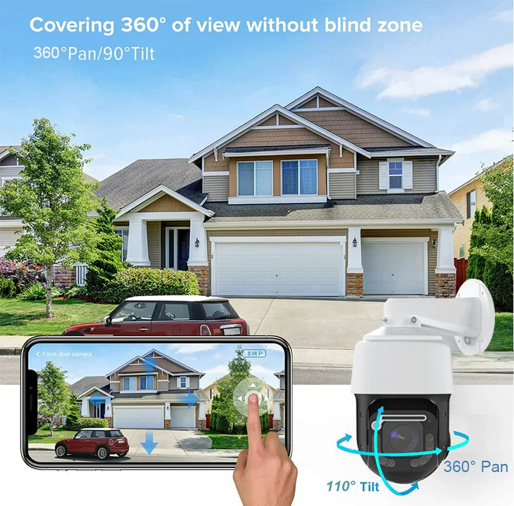 Outdoor 8MP POE PTZ Dome – Auto Tracking & Audio