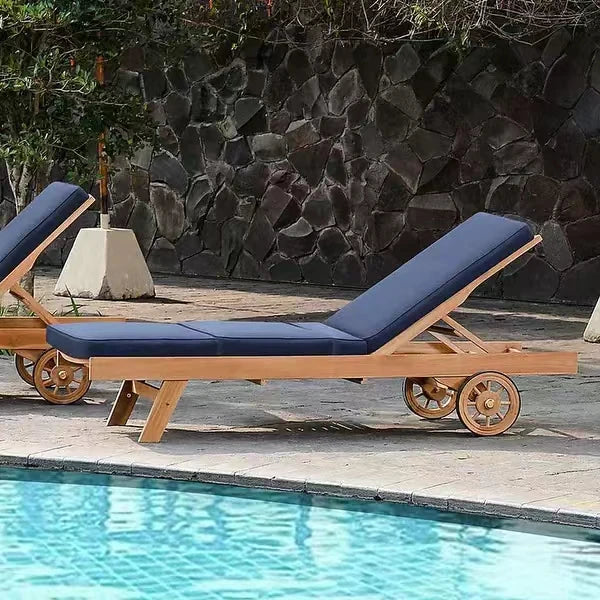 Teak Wood Outdoor Sun Lounger Chair for Poolside & Garden