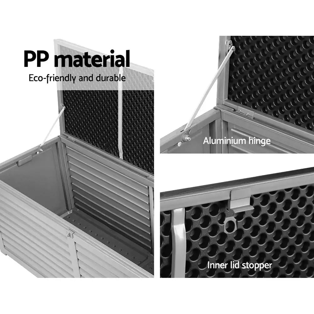 Outdoor Storage Bench Box 390L – Waterproof, Durable PP Material with Lockable Lid
