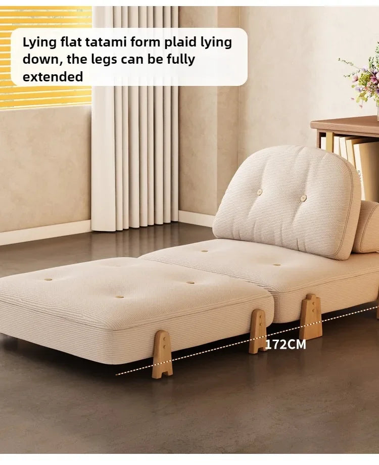 Compact 2-in-1 Folding Sofa Bed Extendable Modern Tatami Couch for Living Room (Grey)