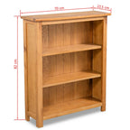3-Tier Solid Oak Bookcase 70cm – Rustic Wooden Shelf Unit for Living Room or Study