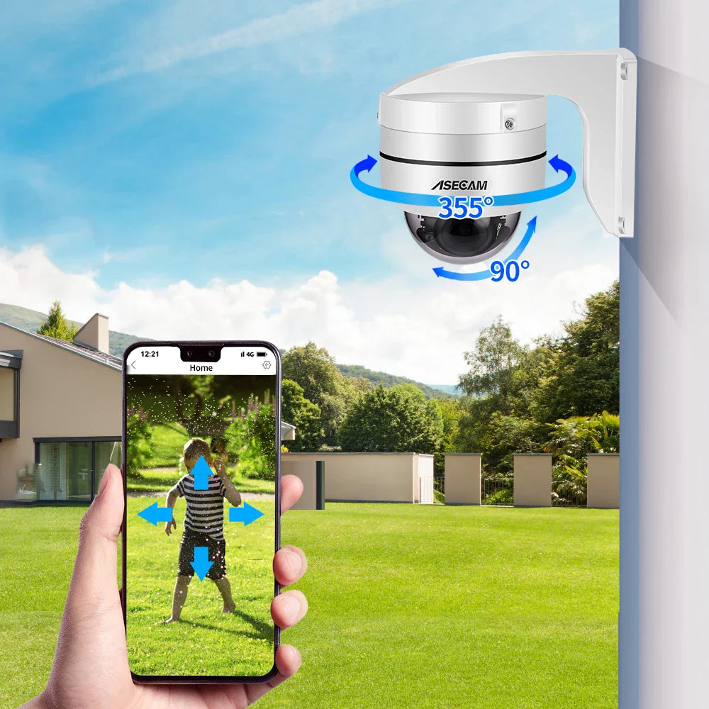 4K Outdoor PTZ IP Camera with 5X Zoom and Auto Tracking 8MP Add 128G