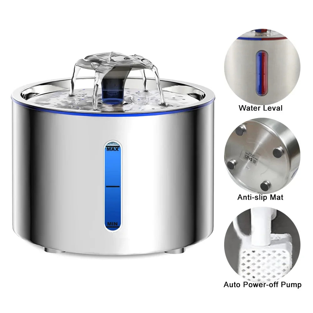 2.5L Stainless Steel Automatic Pet Water Fountain