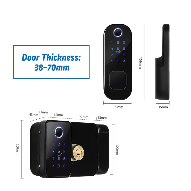 Smart Outdoor Gate Lock with WiFi, Fingerprint & Keypad Access