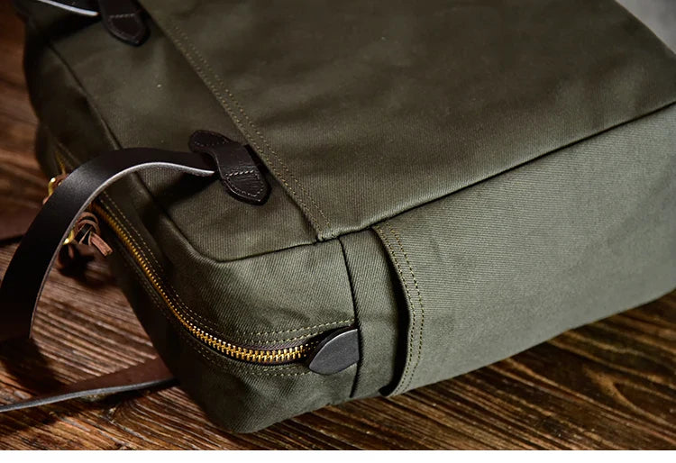 Large Canvas Travel Tote Bag – Army Green, Waterproof & Durable