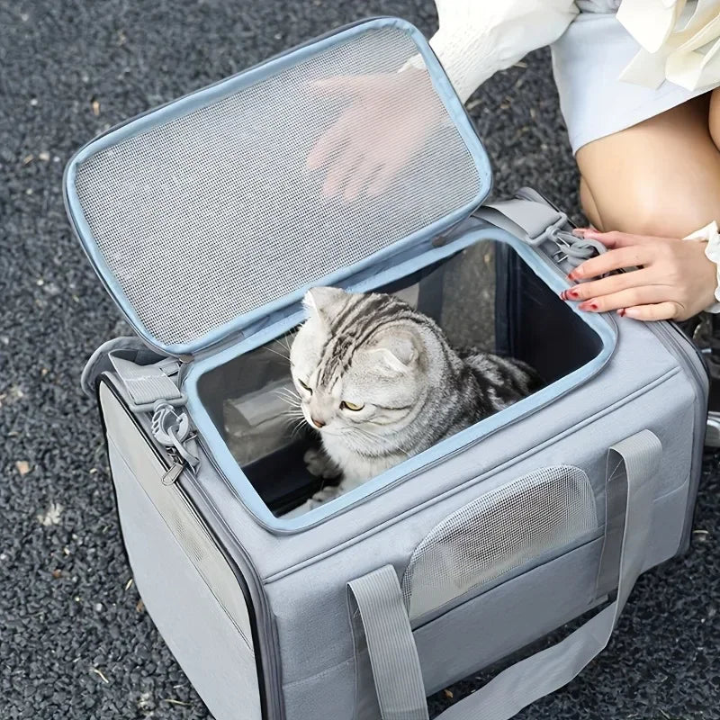Portable Pet Carrier with Detachable Wheels Airline Approved Rolling Travel Bag for Small Cats & Dogs