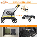 Foldable Dog Stroller with 4 Wheels – Portable Travel Carrier for Medium to Large Pets