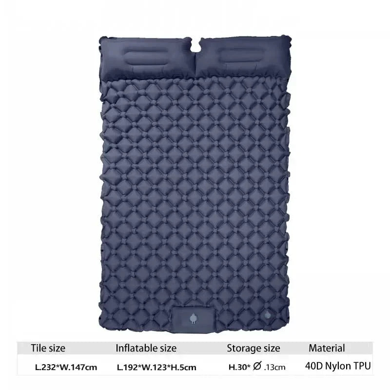 Portable Double Inflatable Camping Mattress Self-Inflating Sleeping Pad for Hiking, Beach & Outdoor Adventures