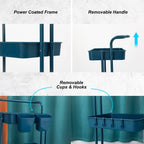Portable 2-Tier Storage Trolley Cart – Swivel Organizer Shelf for Kitchen & Bathroom (Blue)