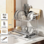 Compact Dish Drying Rack with Tray for Kitchen Counter