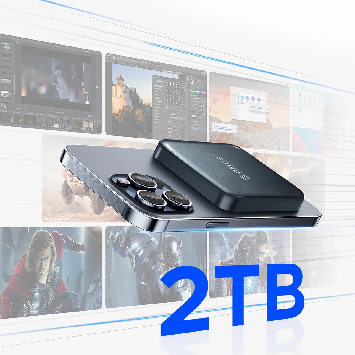 1TB Portable SSD with Magnetic Mount – USB-C 20Gbps for iPhone 15 Pro 4K Video Recording