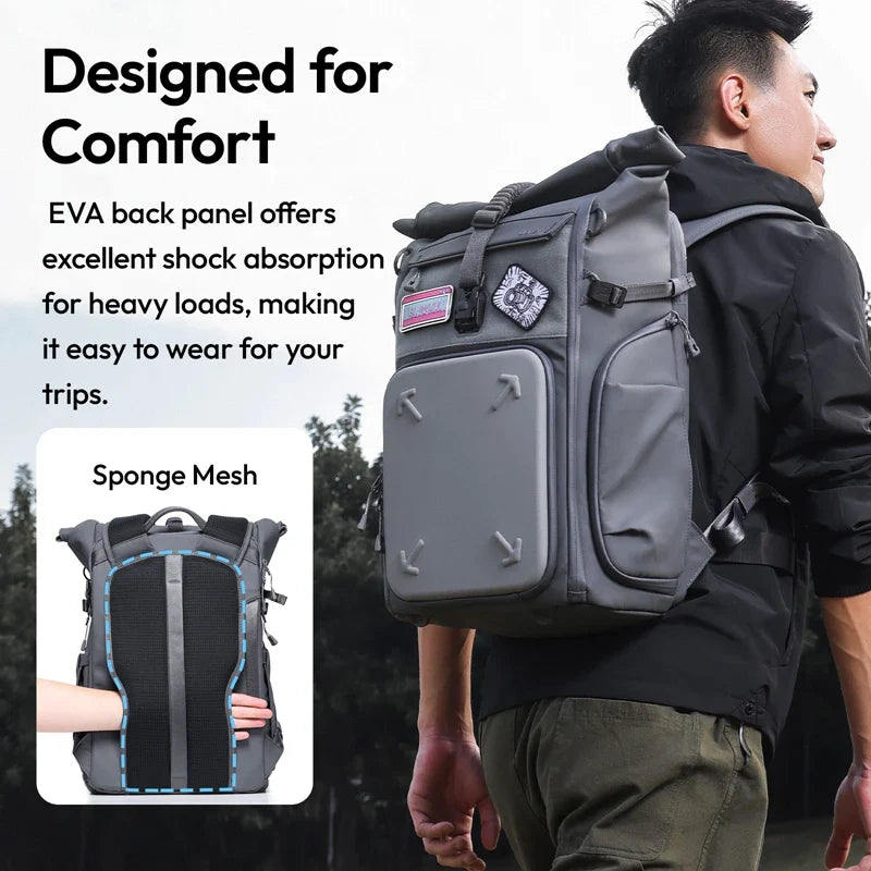 Hard Shell Camera Backpack 23–27L – Outdoor Travel & Hiking