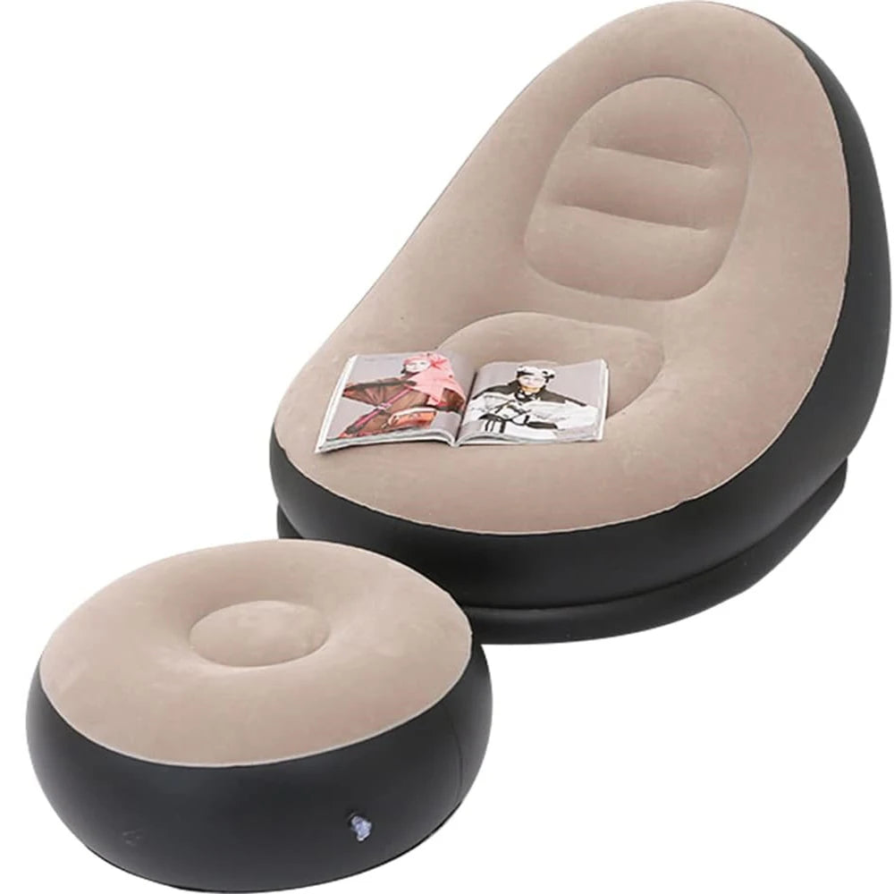 Portable Inflatable Lounge Chair with Air Pump Indoor & Outdoor Travel Sofa