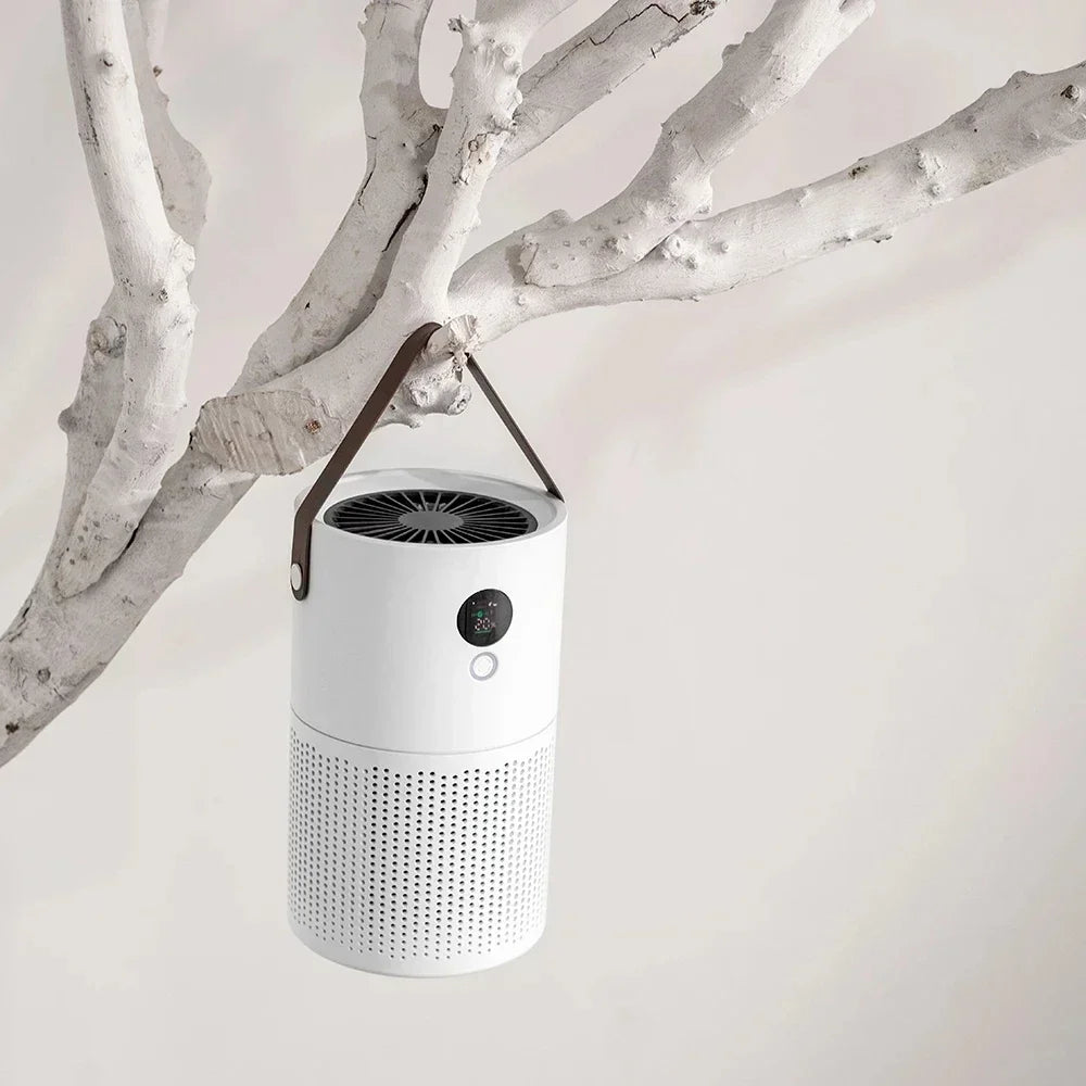 Rechargeable HEPA Air Purifier White Portable, 10000mAh Battery, Low Noise, for Rooms or Travel