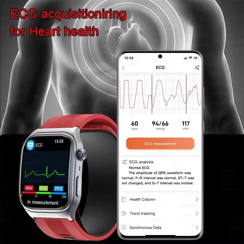 2.06" AMOLED Smartwatch with ECG, Heart Rate & BP Monitor