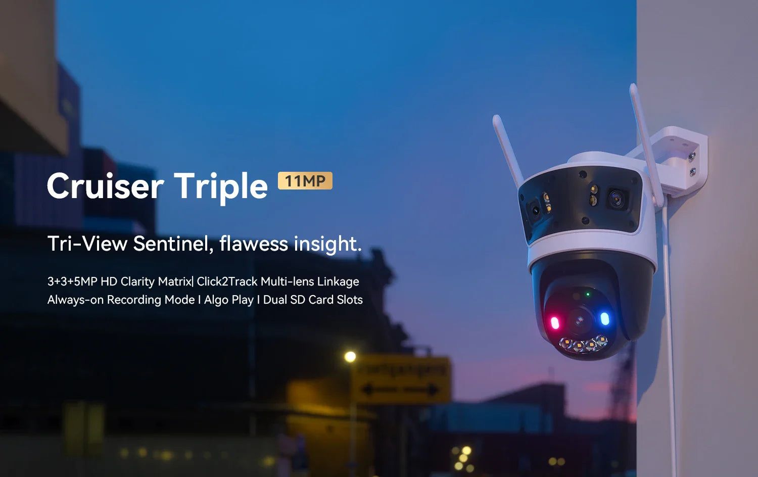 8MP Dual Lens Outdoor WiFi Camera with Night Vision