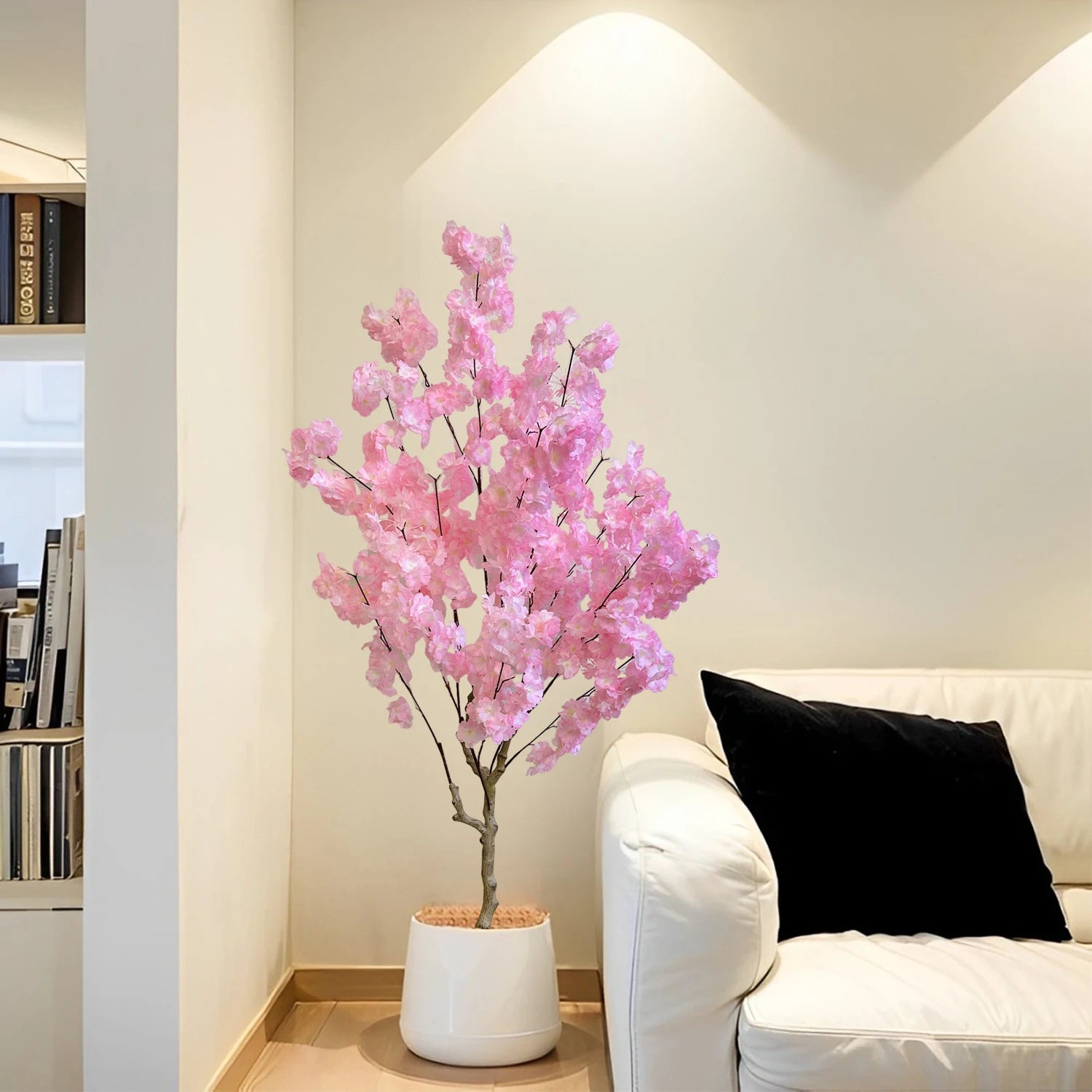 100CM Artificial Pink Cherry Blossom Tree with Realistic Trunk & Silk Blooms – Indoor Décor for Home, Office & Weddings